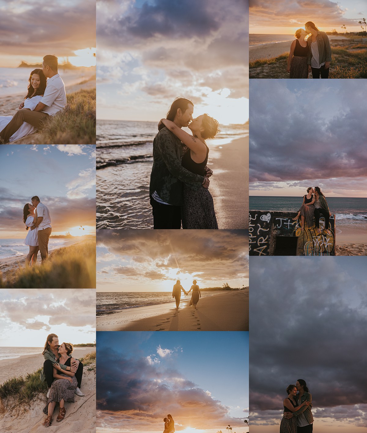 Intimate couple session on Oahu’s secret beach at sunset