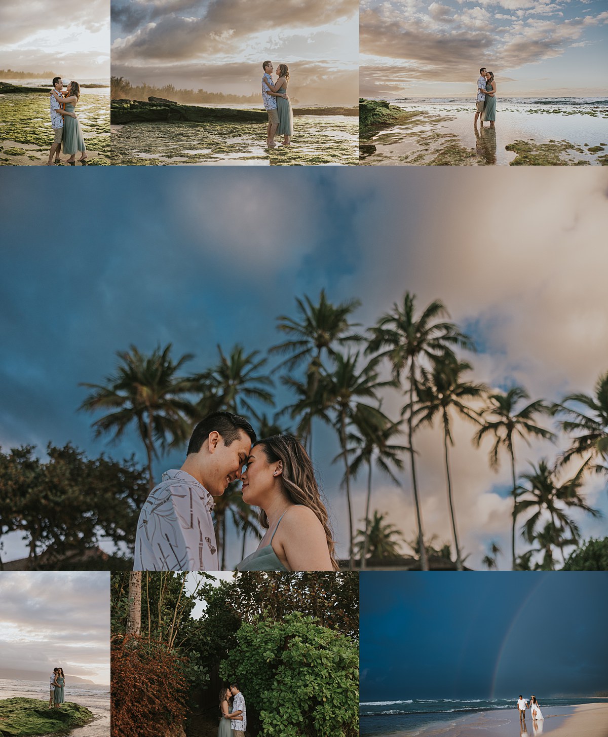 Oahu North Shore engagement session with couple by the ocean